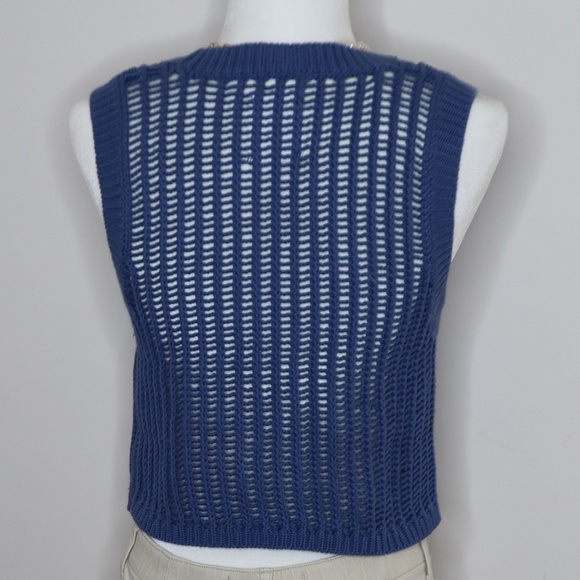 NWOT. Aerie Offline Blue Knit Crop Top SMALL - Picture 3 of 4